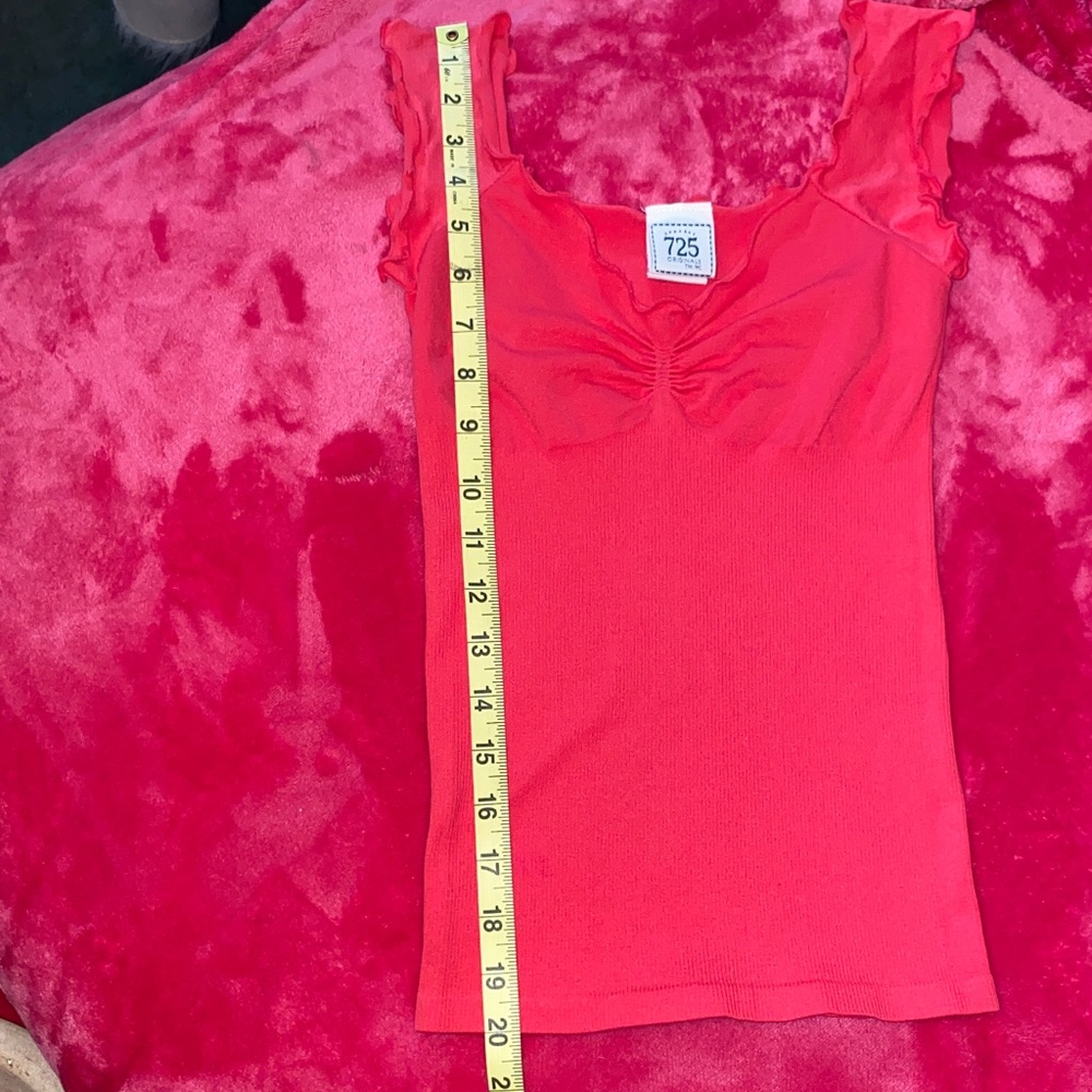 Coral Ruffled Women's Tank Top - Picture 8 of 13